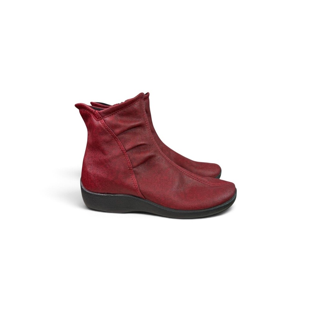 ARCOPEDICO L19 Red Scrunch Lytech Ankle Boot Side Zip $145 Size EU 37 US 7